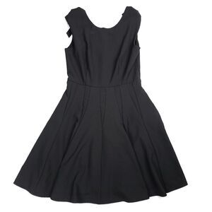 HAVVA Ballet Bow Back Tailored Seam Fit and Flare Mini Dress Black Minimal Small